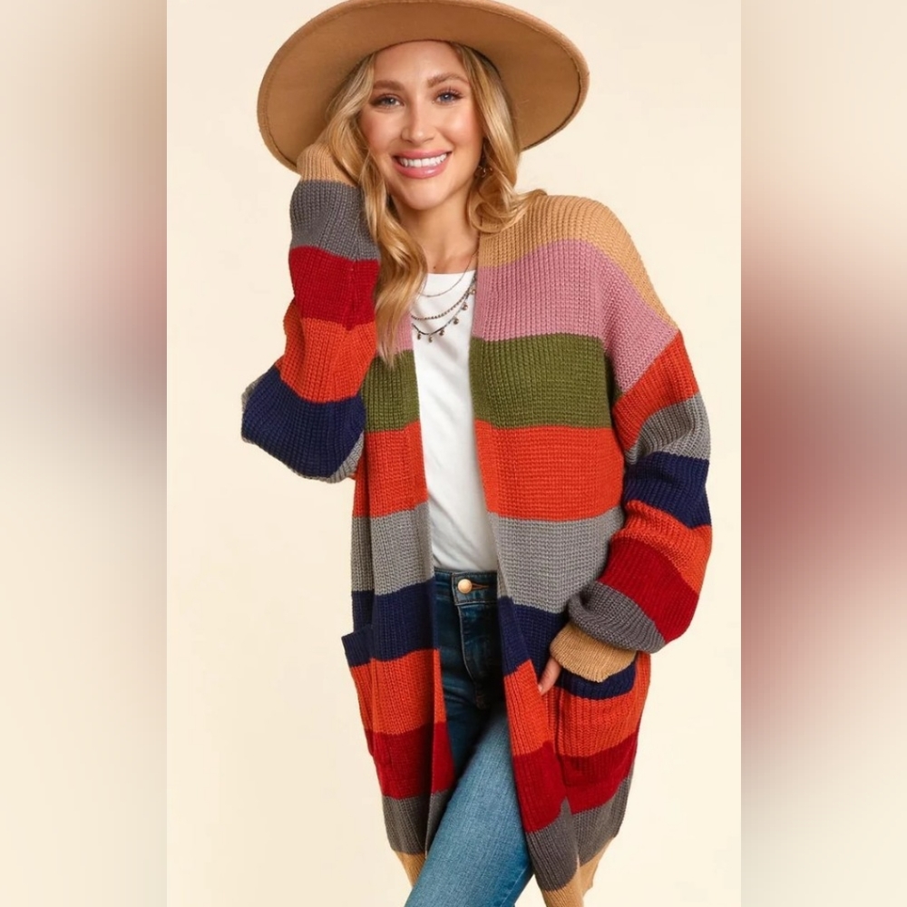 Cozy Chunky Striped Knitted Sweater